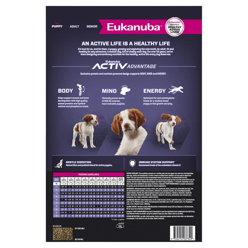 Eukanuba Dog Puppy Medium Breed Dry Food 15kg
