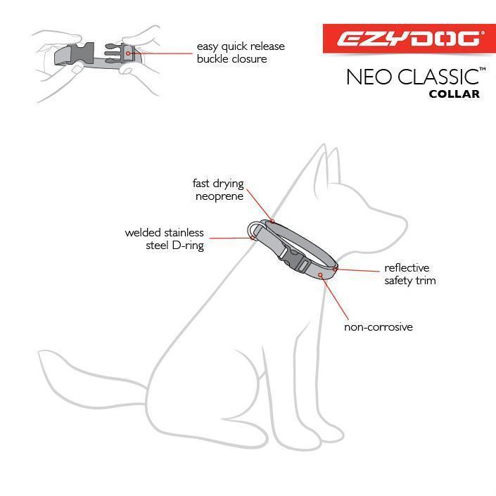 EzyDog Classic Neoprene Dog Collar Grey Medium***