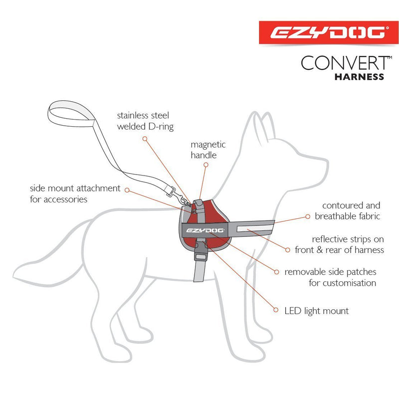 EzyDog Convert Dog Harness Charcoal Extra Extra Large