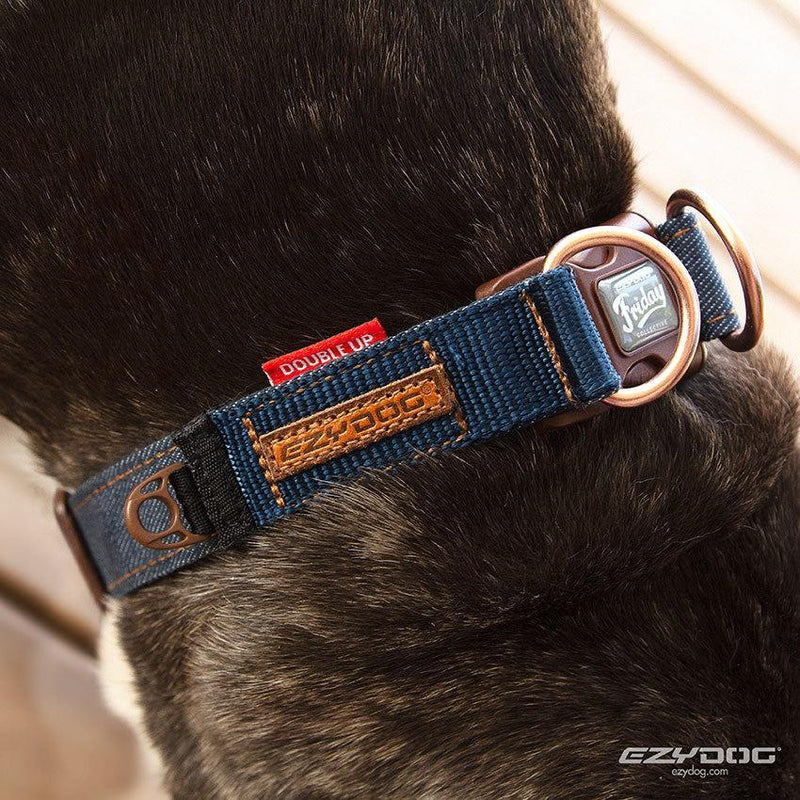 EzyDog Double Up Dog Collar Small Denim