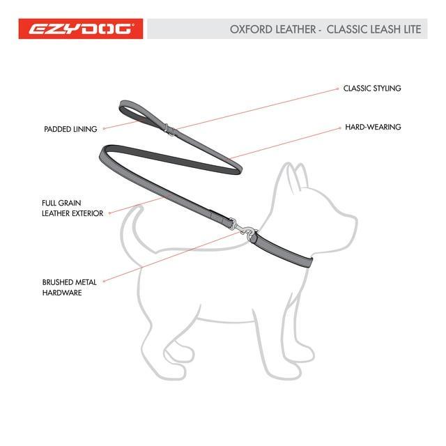 EzyDog Oxford Leather Lite Lead for Small Dogs Black