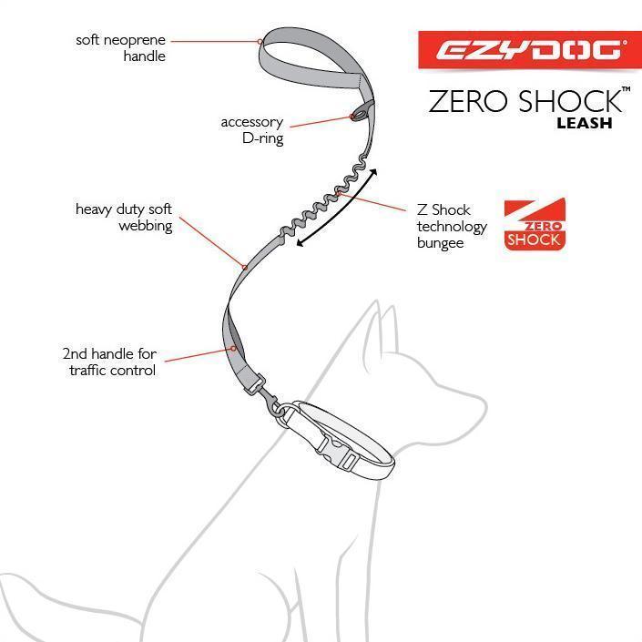 EZYDOG LEASH ZERO SHOCK RED 48" - Habitat Pet Supplies Altona & Chirnside Park