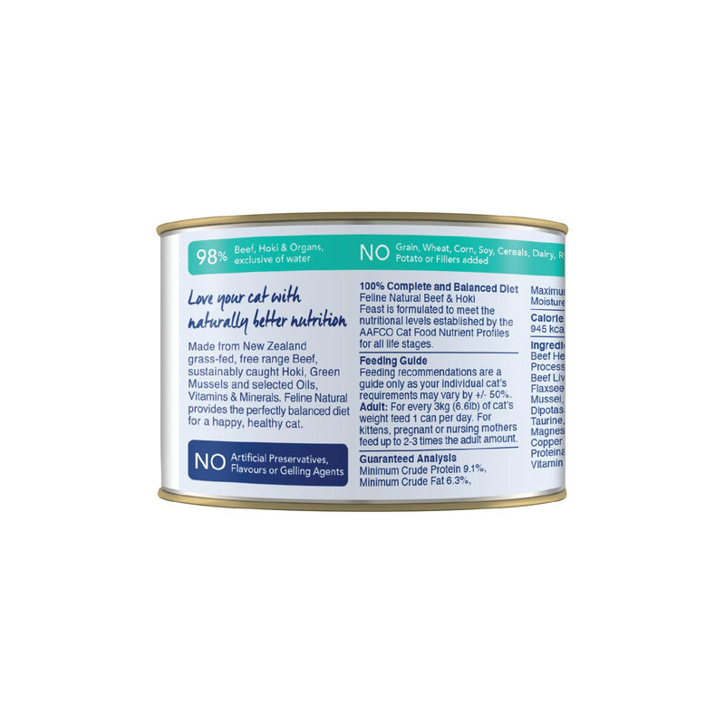 Feline Natural Beef and Hoki Feast Wet Cat Food 170g (+_+)
