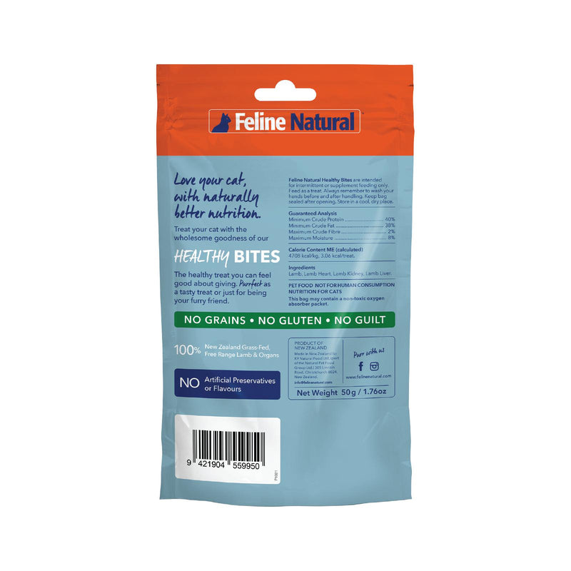 Feline Natural Lamb Healthy Bites Freeze Dried Cat Treats 50g (+_+)
