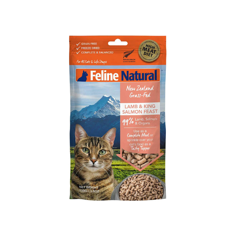 Feline Natural Lamb and Salmon Feast Freeze Dried Cat Food 100g (+_+)-Habitat Pet Supplies