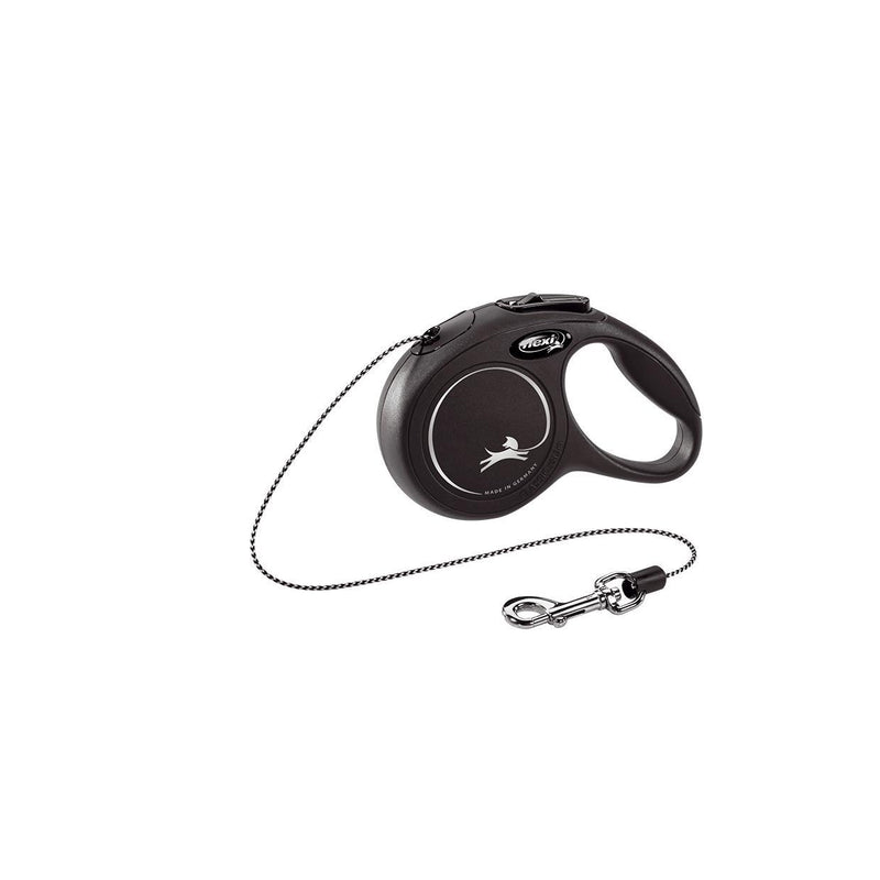 Flexi Classic Cord Retractable Dog Lead Black Extra Small 3m-Habitat Pet Supplies
