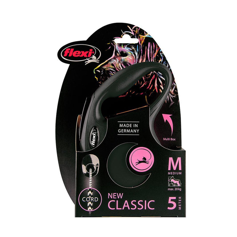Flexi Classic Cord Retractable Dog Lead Black Medium 5m