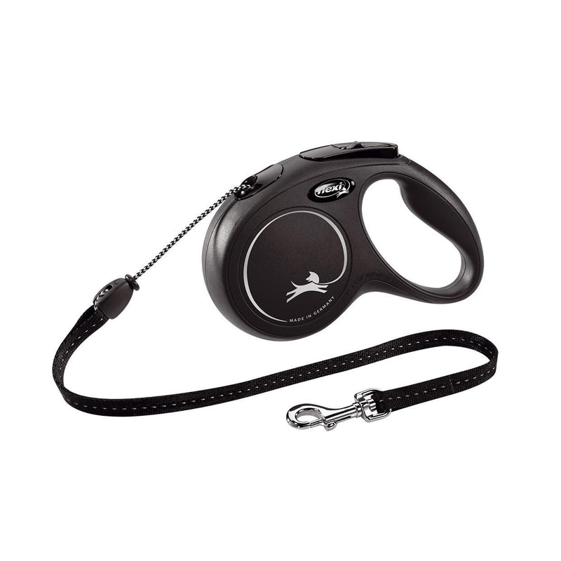 Flexi Classic Cord Retractable Dog Lead Black Medium 5m-Habitat Pet Supplies