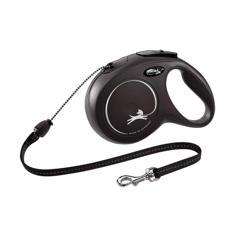 Flexi Classic Cord Retractable Dog Lead Black Medium 8m-Habitat Pet Supplies