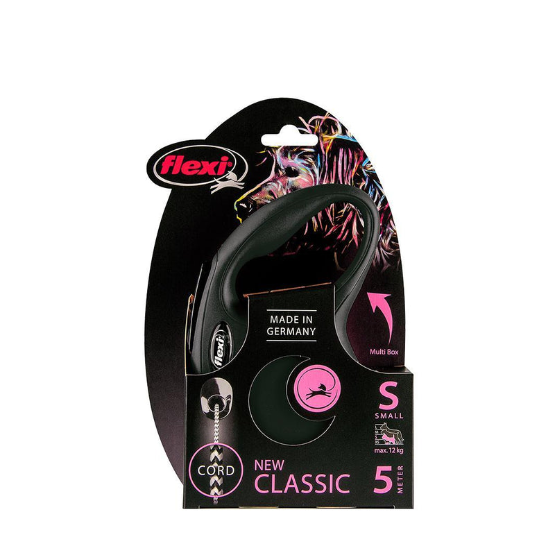Flexi Classic Cord Retractable Dog Lead Black Small 5m