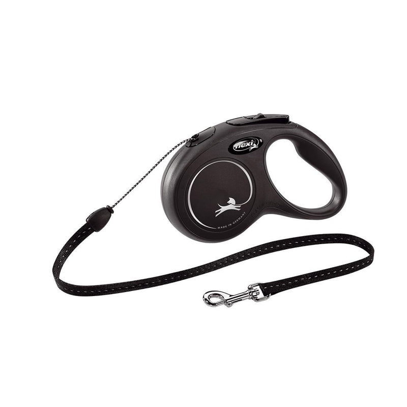 Flexi Classic Cord Retractable Dog Lead Black Small 5m-Habitat Pet Supplies