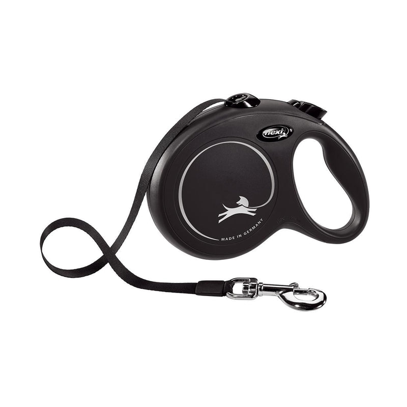 Flexi Classic Tape Retractable Dog Lead Black Large 5m-Habitat Pet Supplies