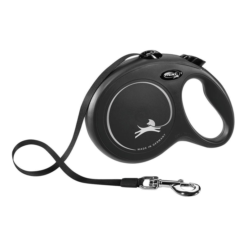 Flexi Classic Tape Retractable Dog Lead Black Large 8m-Habitat Pet Supplies
