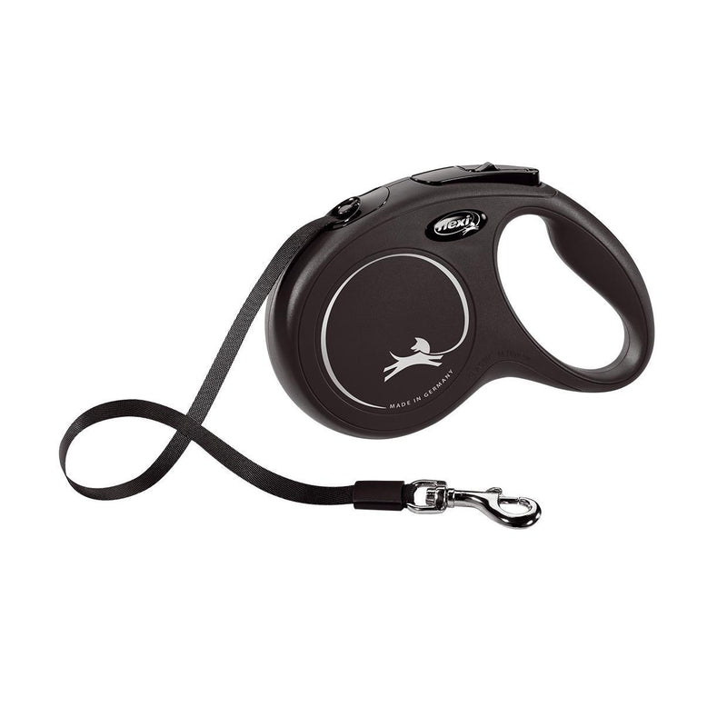 Flexi Classic Tape Retractable Dog Lead Black Medium 5m-Habitat Pet Supplies