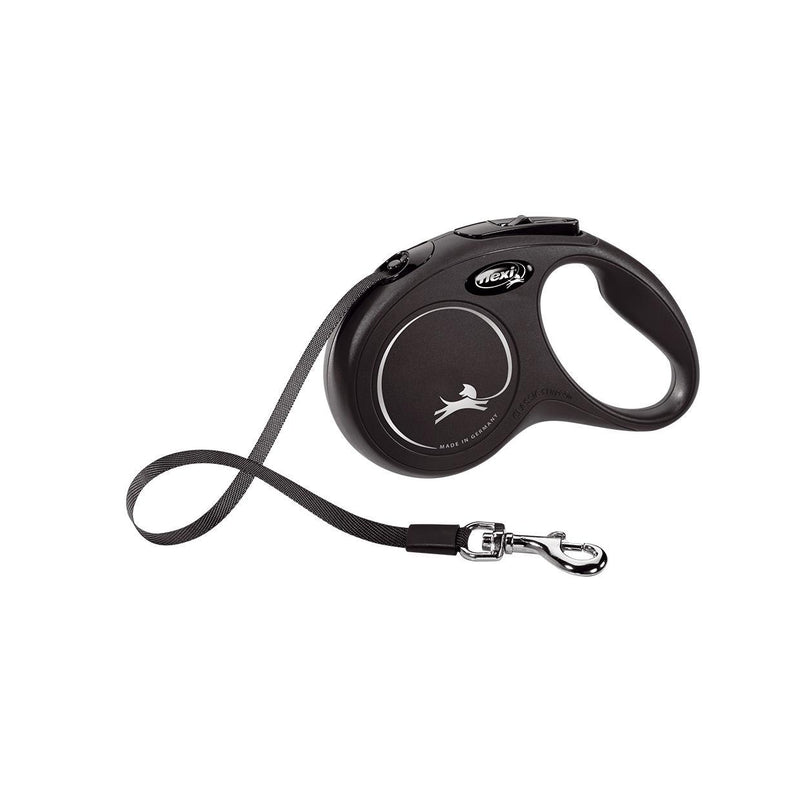 Flexi Classic Tape Retractable Dog Lead Black Small 5m-Habitat Pet Supplies