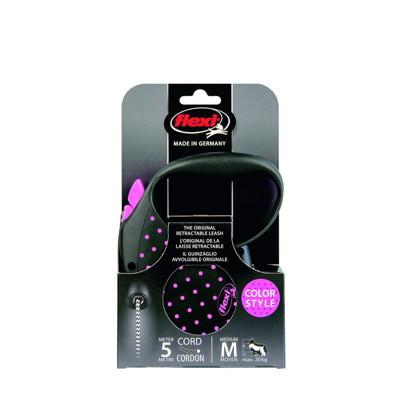 Flexi Dots Retractable Dog Lead Pink Medium 5m