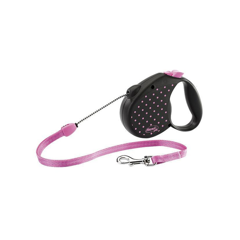 Flexi Dots Retractable Dog Lead Pink Medium 5m-Habitat Pet Supplies