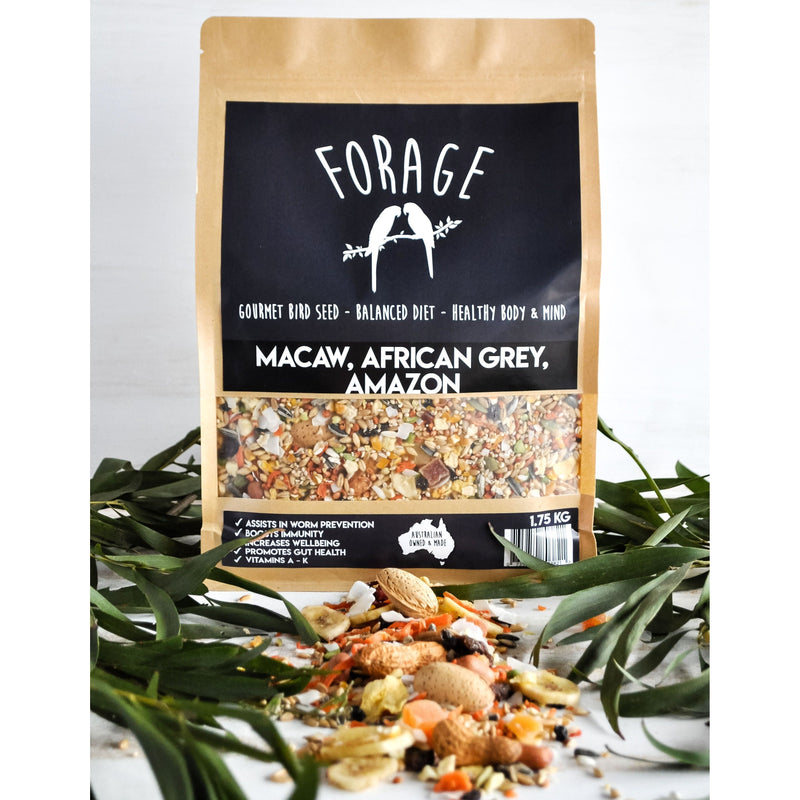 Forage Macaw African Grey and Amazon Gourmet Bird Seed 1.75kg-Habitat Pet Supplies