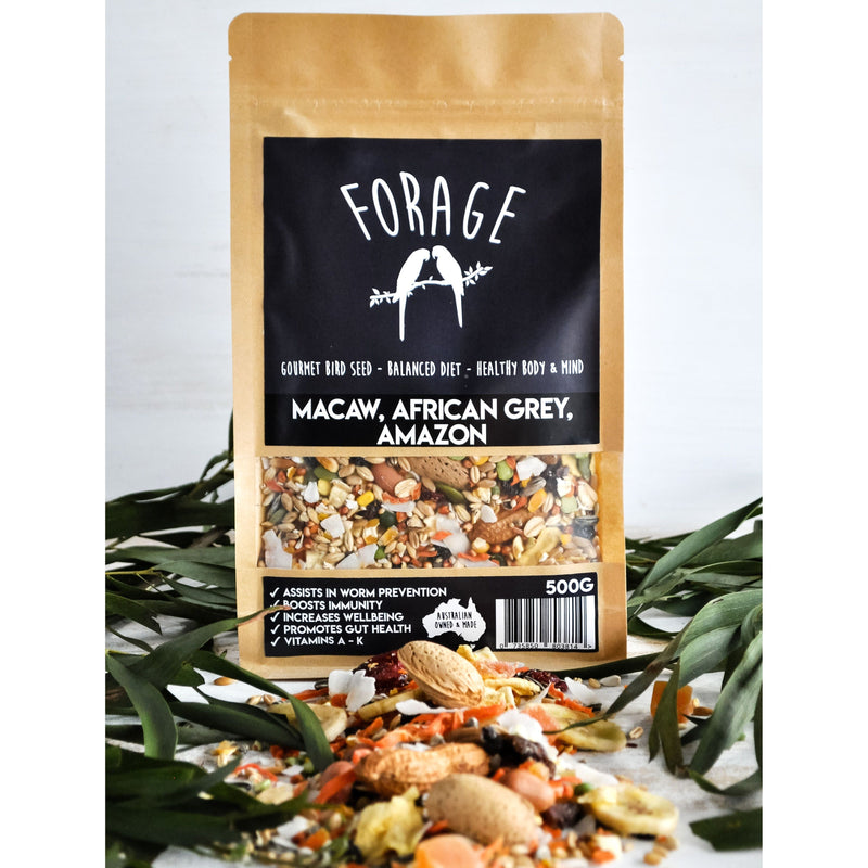 Forage Macaw African Grey and Amazon Gourmet Bird Seed 500g-Habitat Pet Supplies
