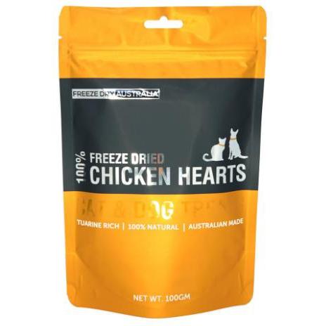 Freeze Dry Australia Chicken Hearts Natural Treats for Cats and Dogs 100g-Habitat Pet Supplies