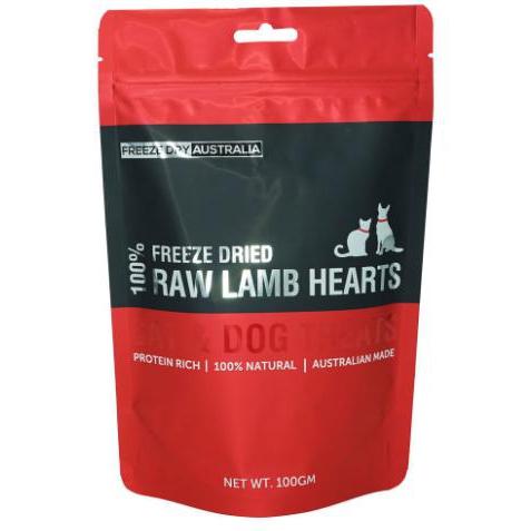 Freeze Dry Australia Raw Diced Lamb Hearts Natural Treats for Cats and Dogs 100g-Habitat Pet Supplies
