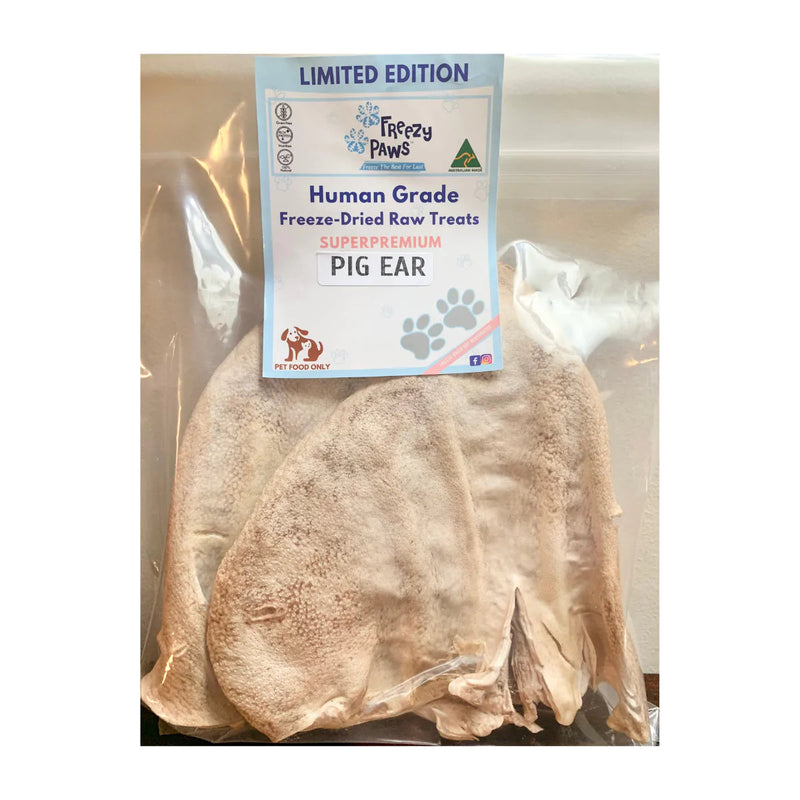 Freezy Paws Freeze Dried Pig Ear Jumbo Dog Treats 3 Pack-Habitat Pet Supplies