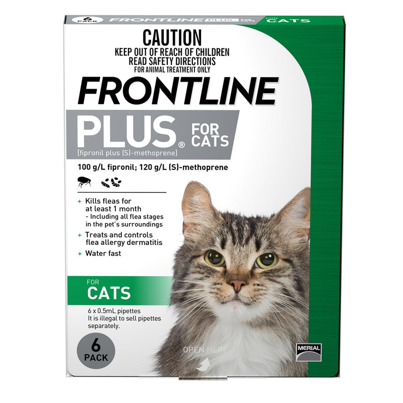 Frontline Plus Flea Treatment for Cats Green 6 Pack-Habitat Pet Supplies