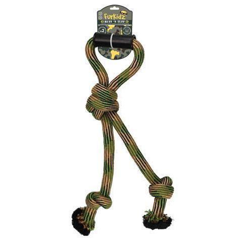 FurKidz Ruff n Tuff Double Tug Rope Dog Toy with Handle-Habitat Pet Supplies