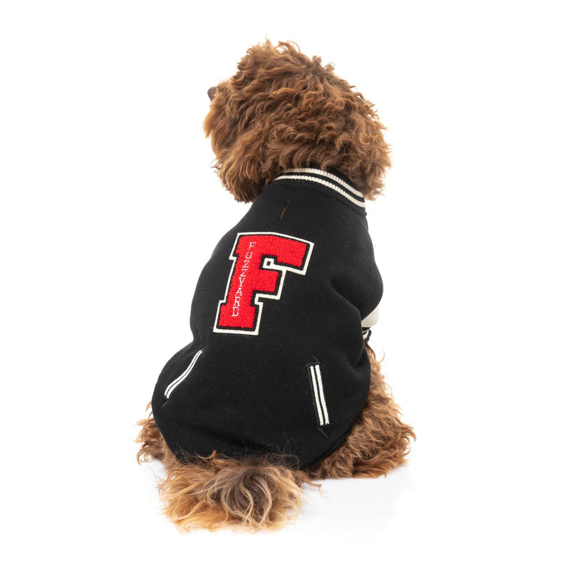 FuzzYard Apparel The Letterman Dog Jacket Black Size 1***