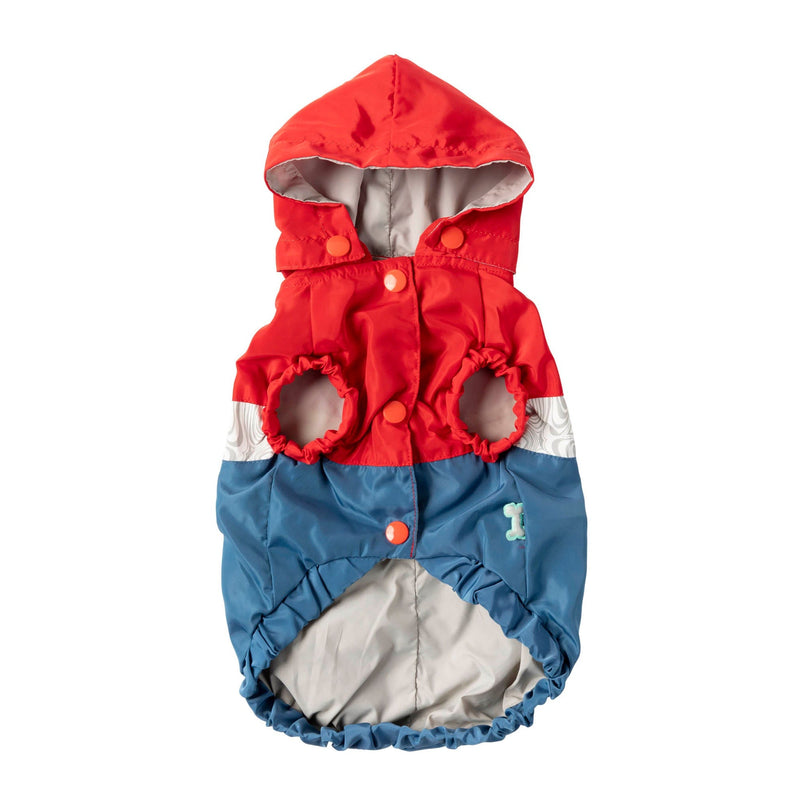 FuzzYard Apparel The Seattle Dog Raincoat Red and Blue Size 2***