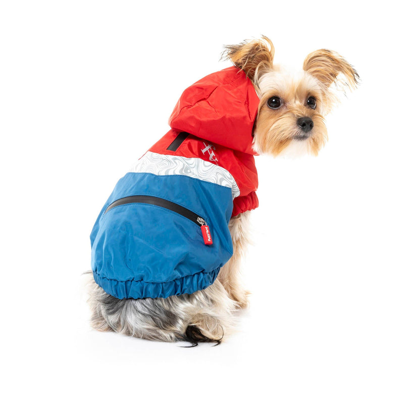 FuzzYard Apparel The Seattle Dog Raincoat Red and Blue Size 2