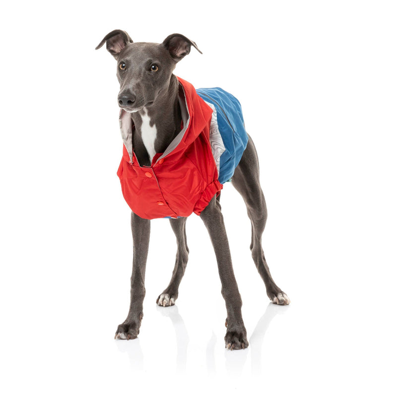 FuzzYard Apparel The Seattle Dog Raincoat Red and Blue Size 2