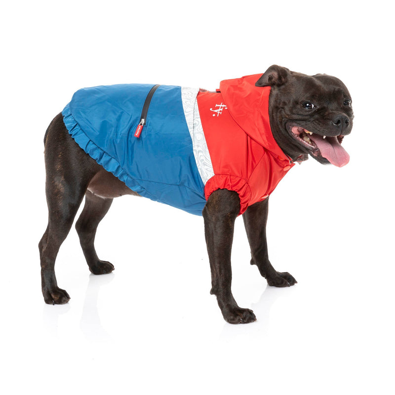 FuzzYard Apparel The Seattle Dog Raincoat Red and Blue Size 2***