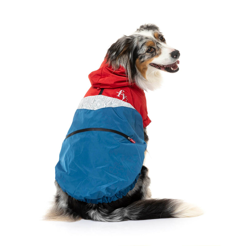 FuzzYard Apparel The Seattle Dog Raincoat Red and Blue Size 2***