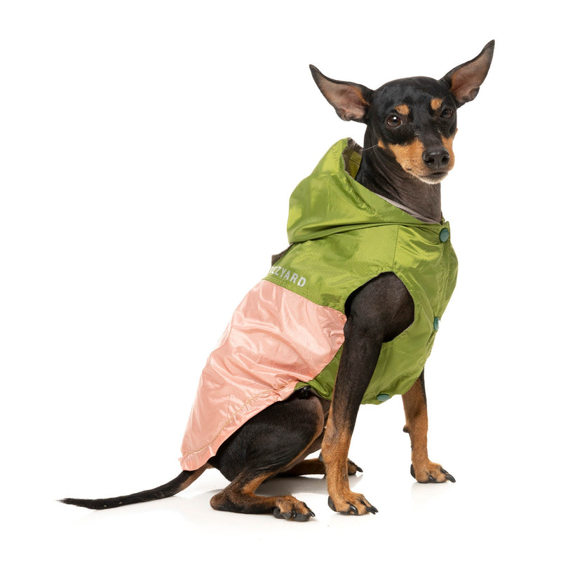 FuzzYard Dog Apparel Ormond Raincoat Olive/Pink Size 1