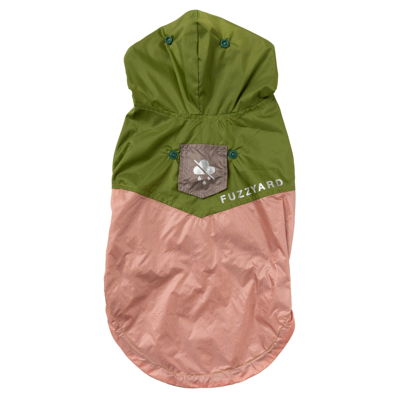 FuzzYard Dog Apparel Ormond Raincoat Olive Pink Size 4