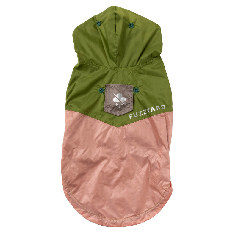 FuzzYard Dog Apparel Ormond Raincoat Olive/Pink Size 4-Habitat Pet Supplies