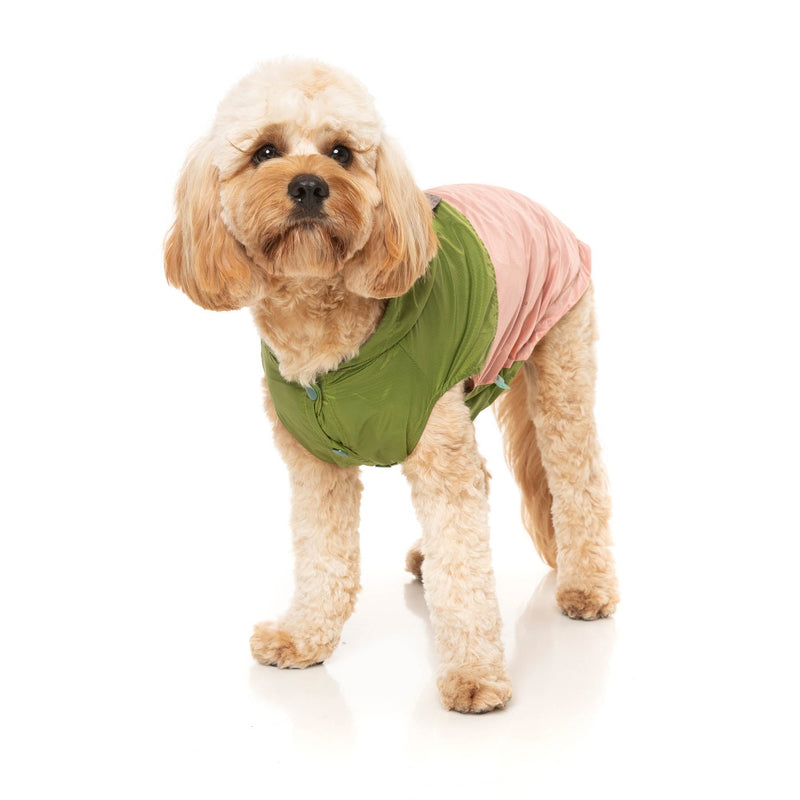 FuzzYard Dog Apparel Ormond Raincoat Olive/Pink Size 5