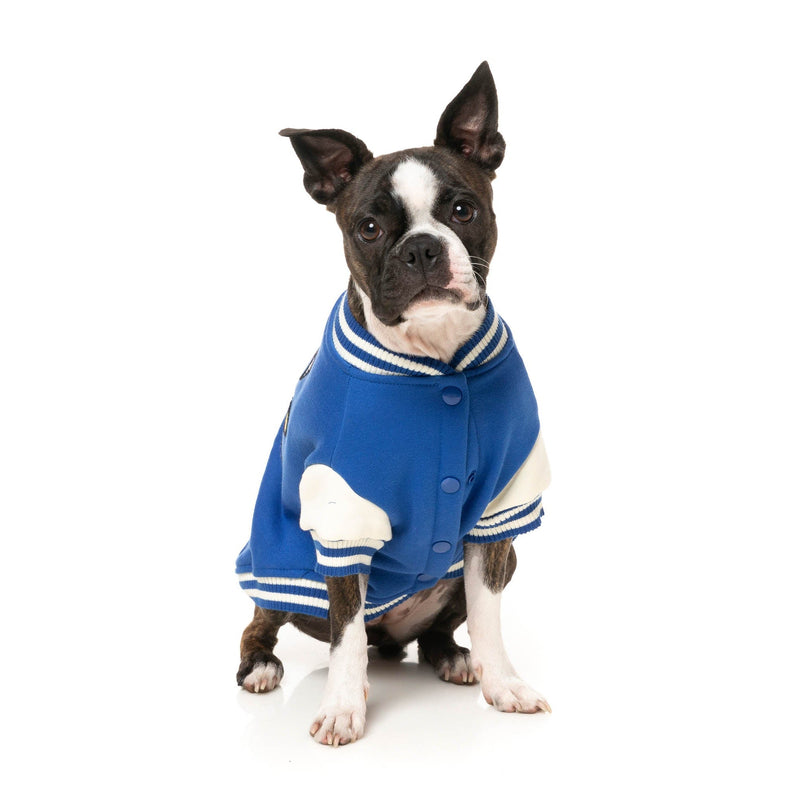 FuzzYard Dog Apparel The Letterman Jacket Blue Size 1