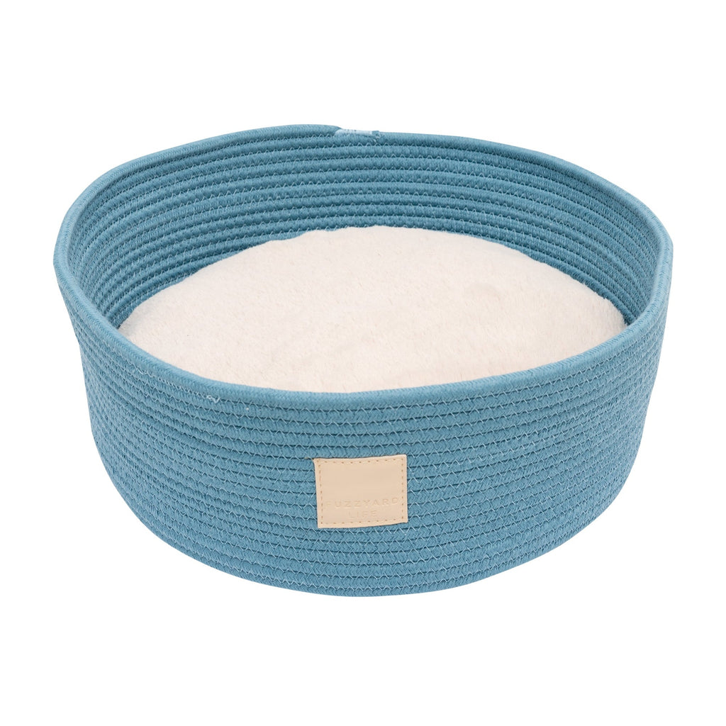 FuzzYard Life Rope Basket Cat Bed French Blue^^^-Habitat Pet Supplies