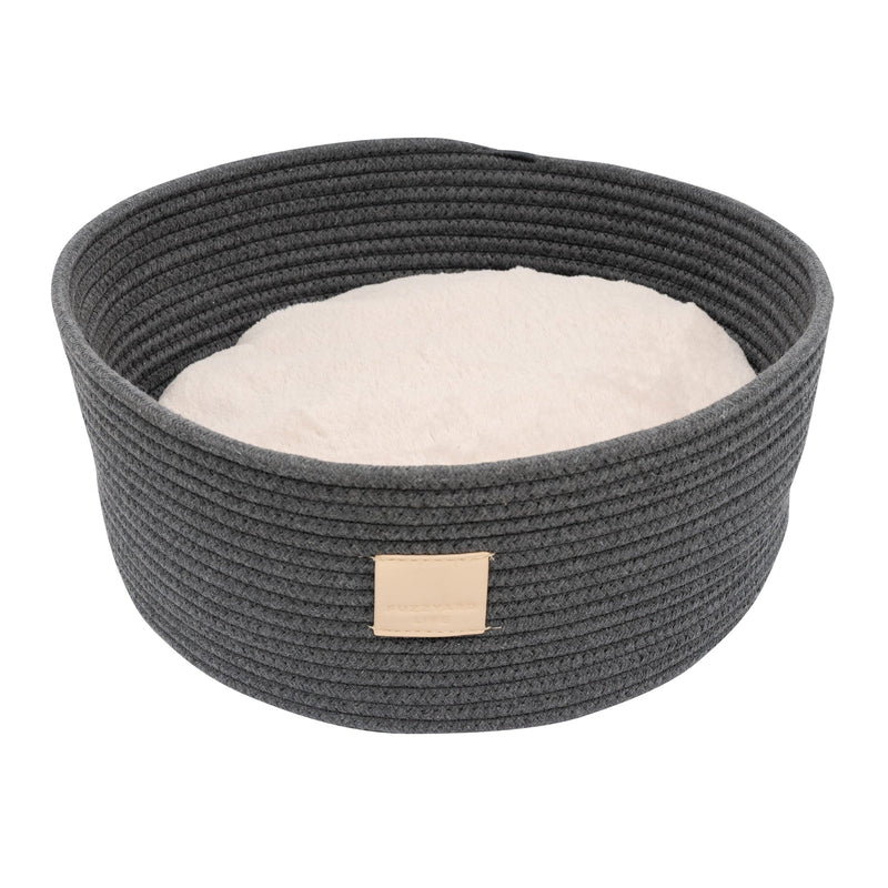 FuzzYard Life Rope Basket Cat Bed Slate Grey (+_+)-Habitat Pet Supplies