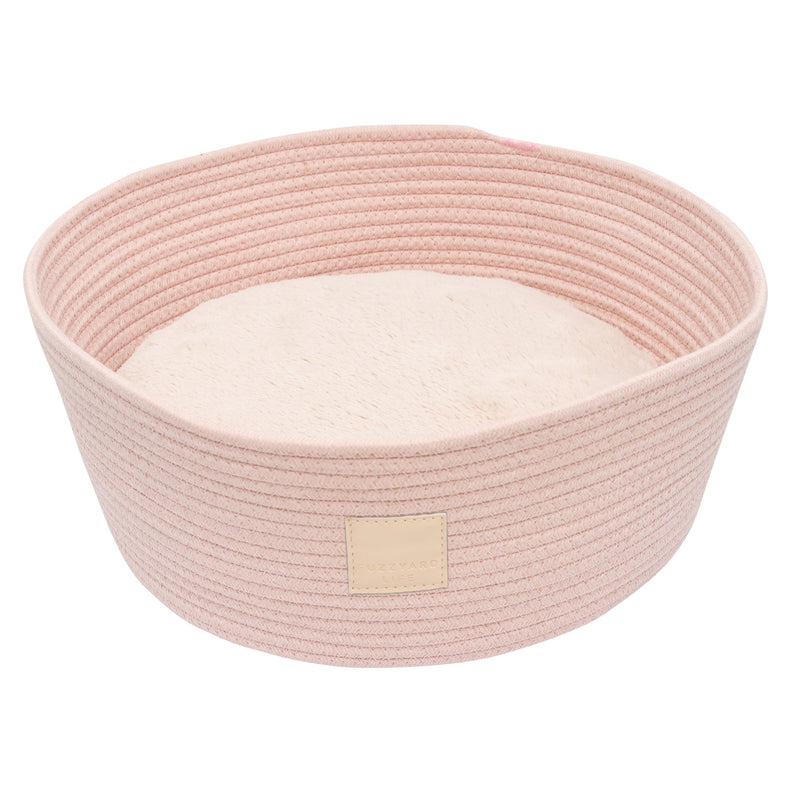 FuzzYard Life Rope Basket Cat Bed Soft Blush (+_+)-Habitat Pet Supplies