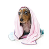 FuzzYard Microfibre Puppy Drying Towel Pink with Grey Trim