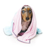 FuzzYard Microfibre Puppy Drying Towel Pink with Grey Trim