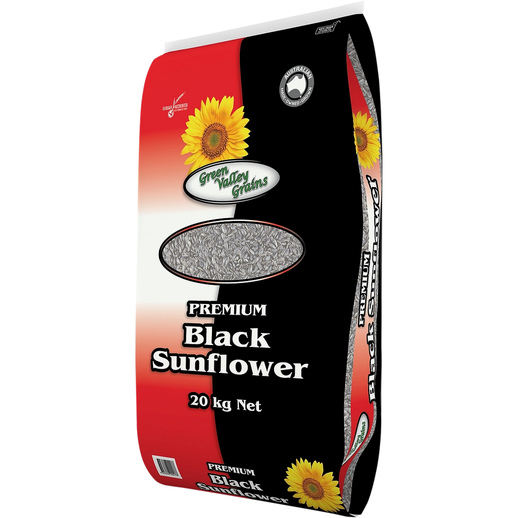 Green Valley Grains Black Sunflower Seed for Birds 20kg-Habitat Pet Supplies