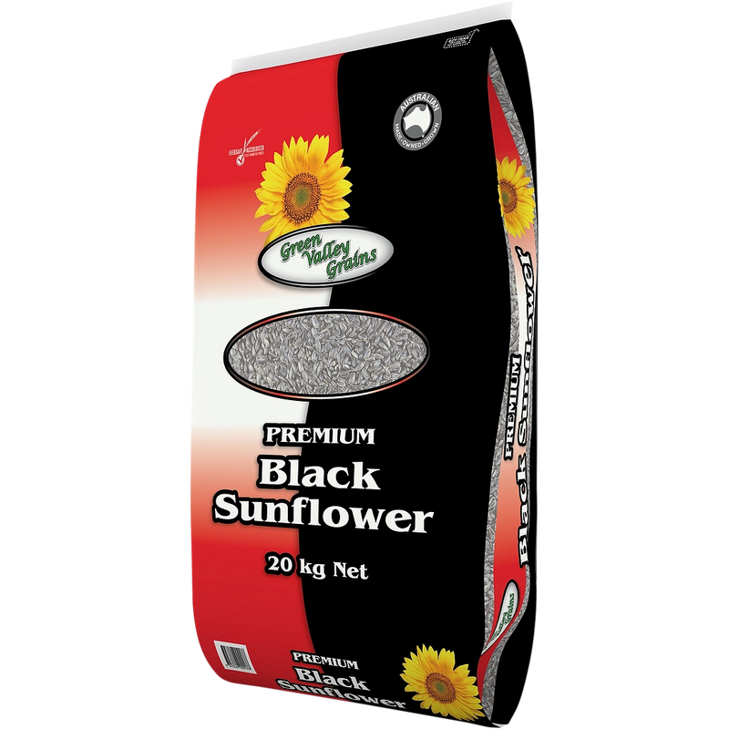 Green Valley Grains Black Sunflower Seed for Birds 20kg (+_+)-Habitat Pet Supplies