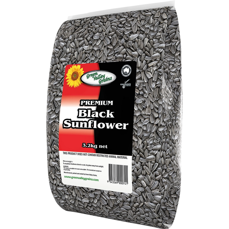 Green Valley Grains Black Sunflower Seed for Birds 3.2kg-Habitat Pet Supplies