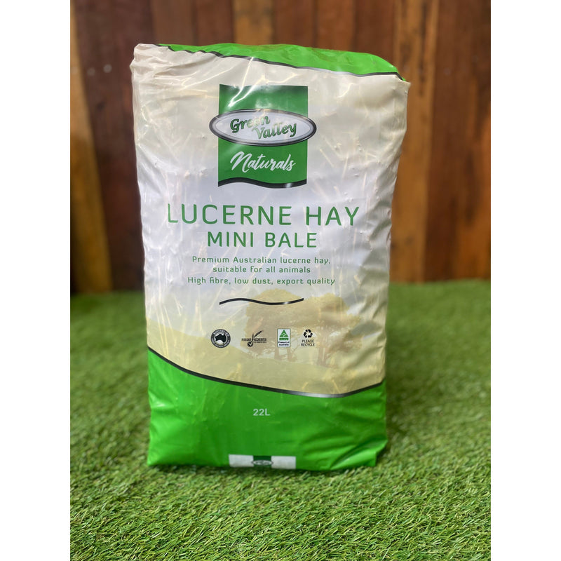 Green Valley Naturals Lucerne Mini Hay Bale for Small Animals 22L (+_+)