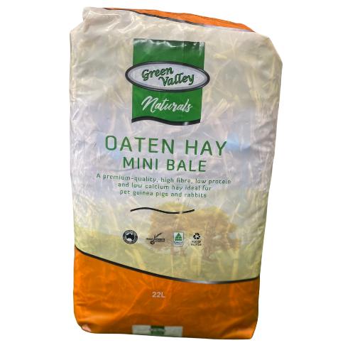 Green Valley Naturals Oaten Hay Mini Bale for Small Animals 22L (+_+)-Habitat Pet Supplies