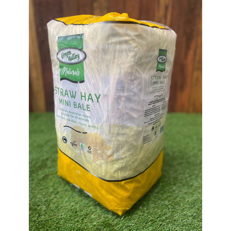 Green Valley Naturals Straw Hay Mini Bale for Small Animals and Birds 22L (+_+)